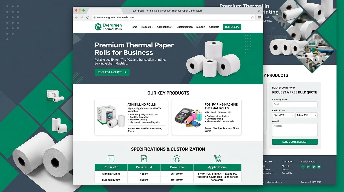 EverGreen Thermal Rolls Manufacturing Website